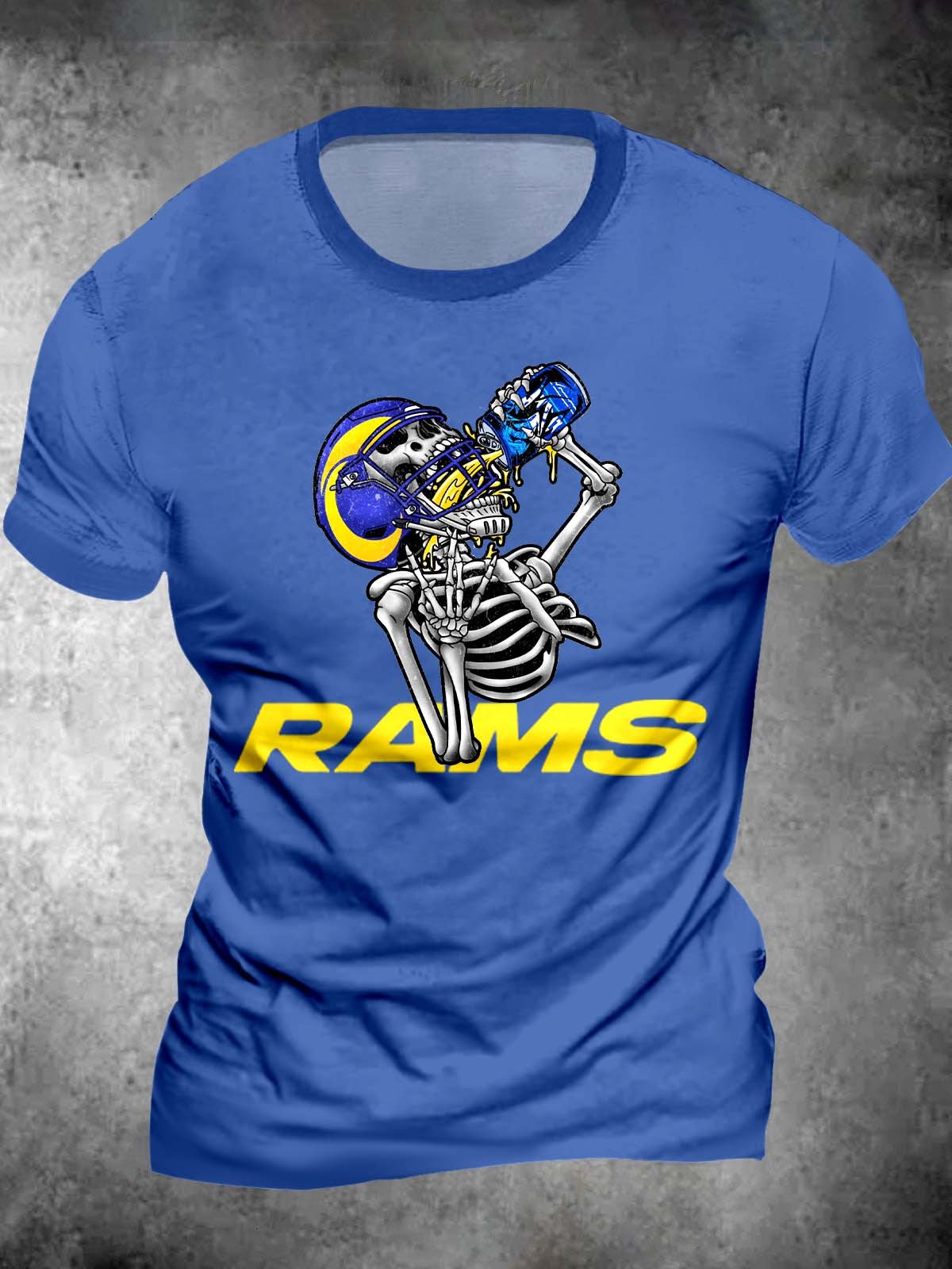 Funny Skull Royal Blue And Gold American Football Team Football T-Shirt, Gift Ideas For Football Fans