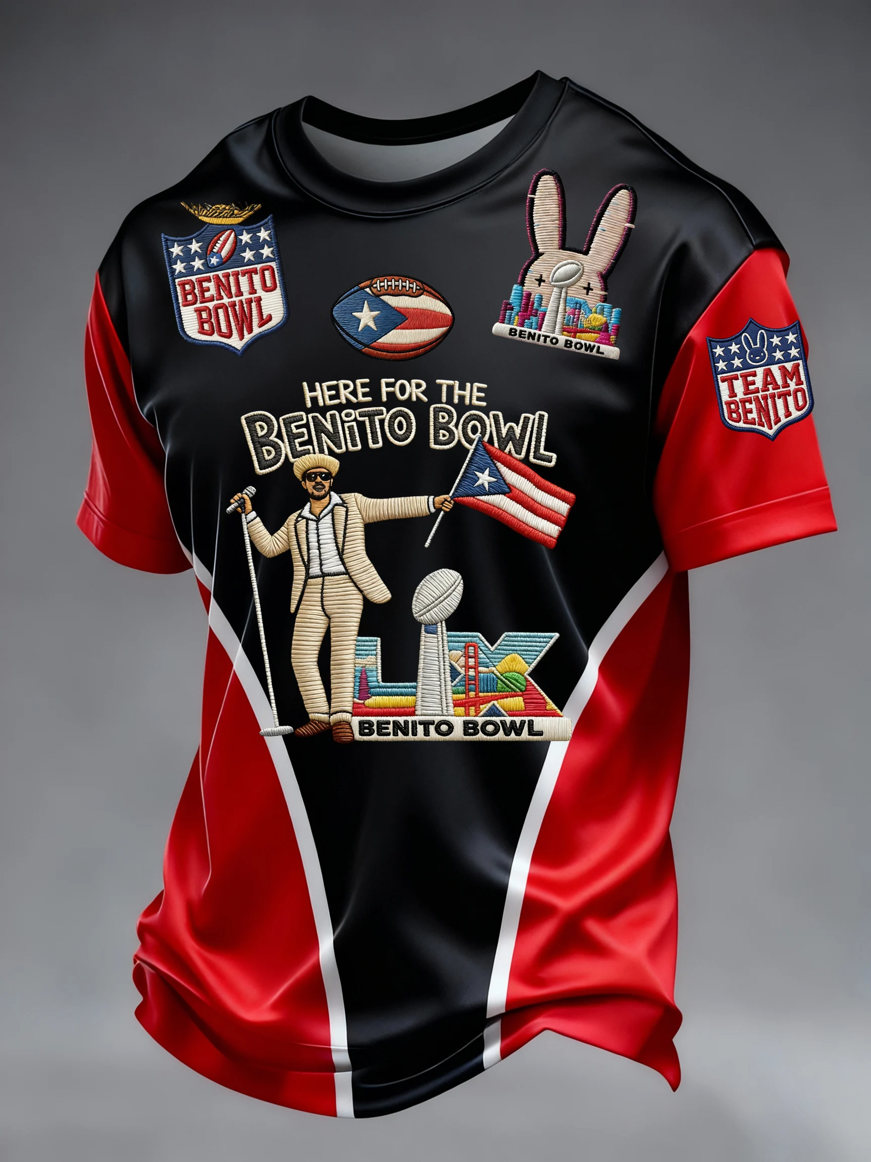 Here For Benito Bowl Bad Bunny Shirt, Big Game Football Tee, LX Super Bad Game Day Bunny Shirt