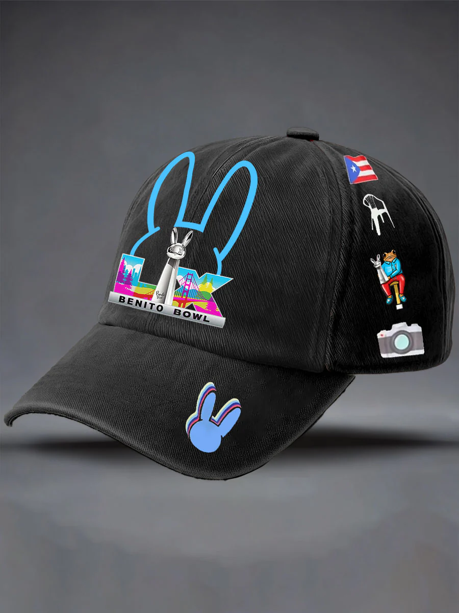 Bad Bunny Here For The Benito Bowl 2025 2026 Printed Hat, Mens Dad Hat Baseball Hat Cap
