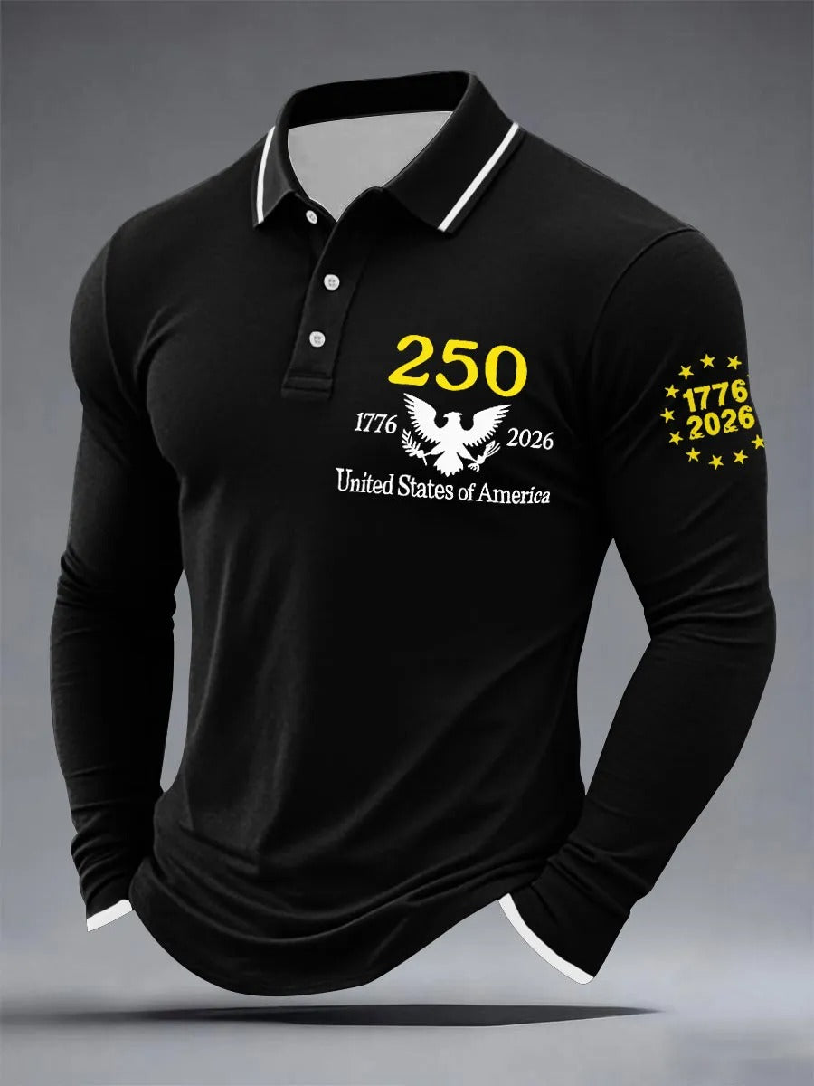250 Years Anniversary 1776-2026 America And Eagle White Edging Men's Top, Men's Patriotic Shirt