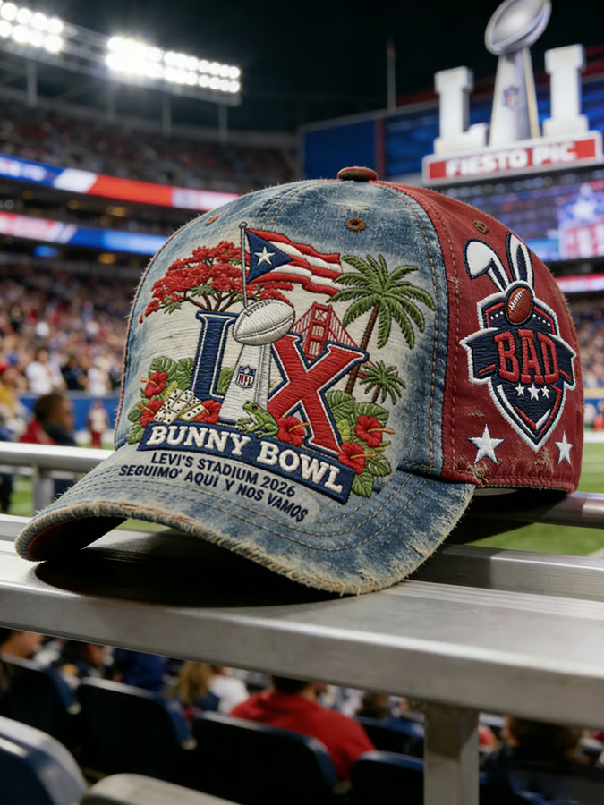 Here for the Benito Bowl Hat Bad Bunny Bowl Half Time Boricua Puerto Rican Printed Adjustable Cap Mens Dad Cap