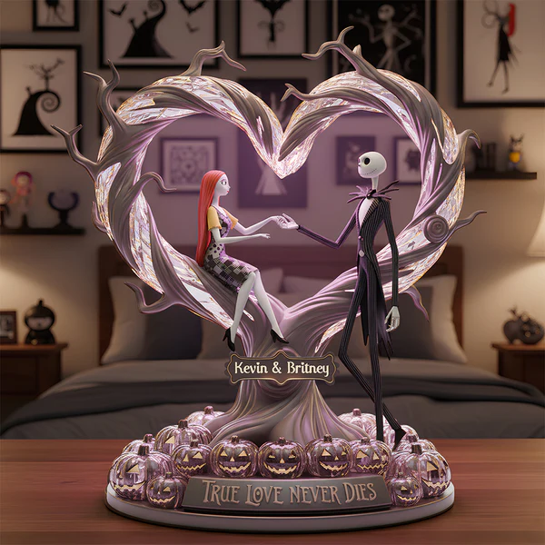 True Love Never Dies Gothic Couple Custom Light Box, Personalized Valentines Gift, Couple Anniversary Gift