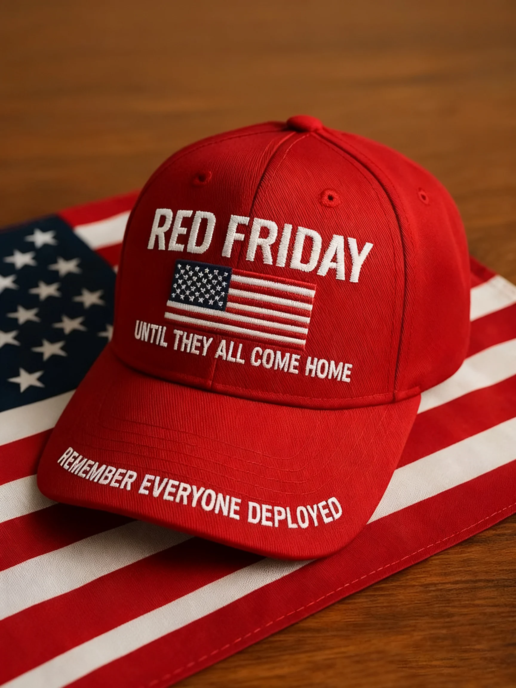 RED Friday Until They All Come Home Printed Cap, 4th Of July 250th Anniversary Veterans Honor Patriotic Hat