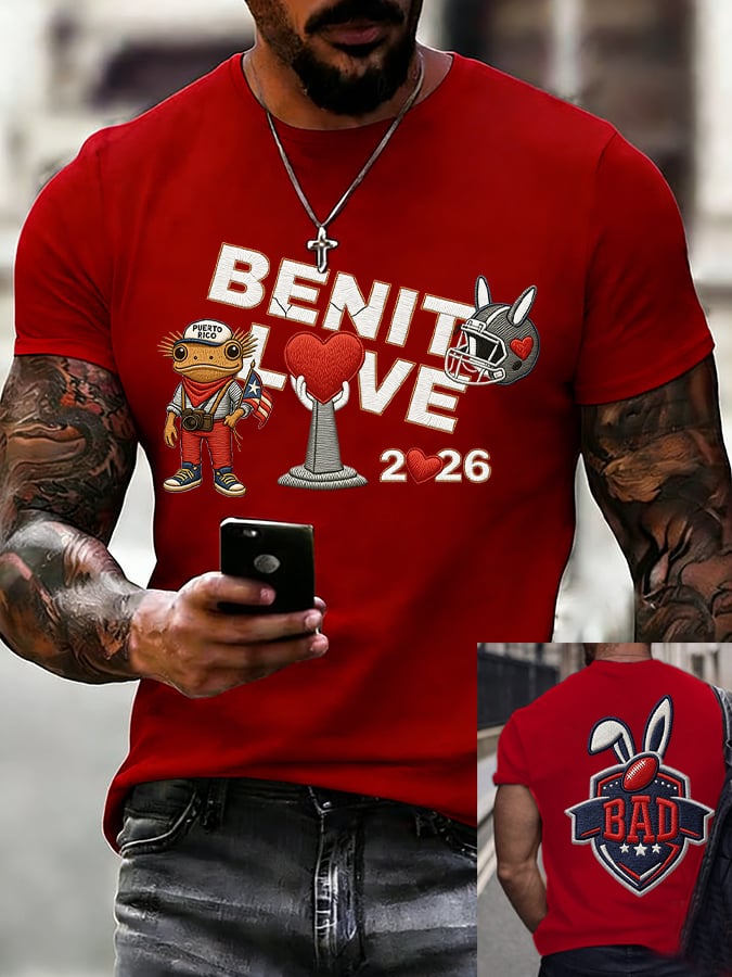 Benito Love Halftime Show Big Game Print Football Tee, Bunny Bowl Bad Game Day Bunny Shirt