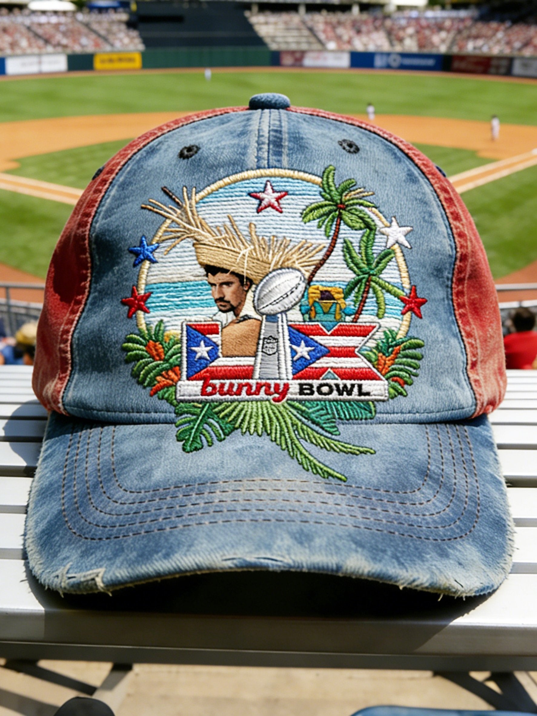 Bunny Bowl Benito Bowl Half Time Show Printed Cap, Bad Bunny Game Day Best Half-Time Moment Baseball Cap