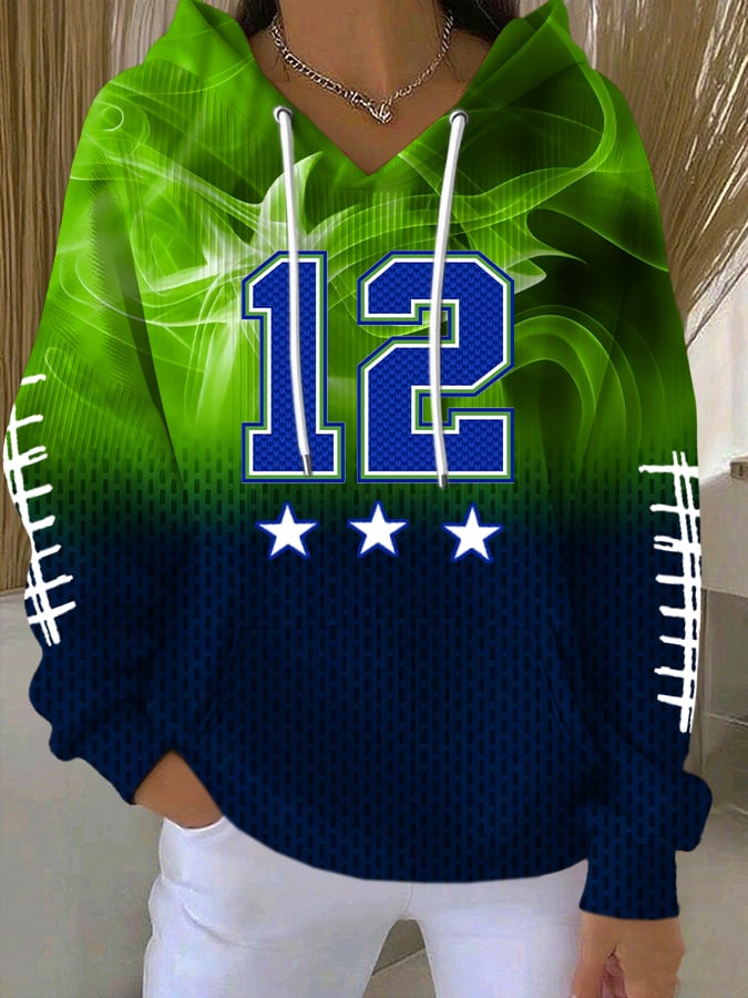 12 Green And Blue Hawk Head American Football Shirt The Big Game Football 2026, Football Hoodie