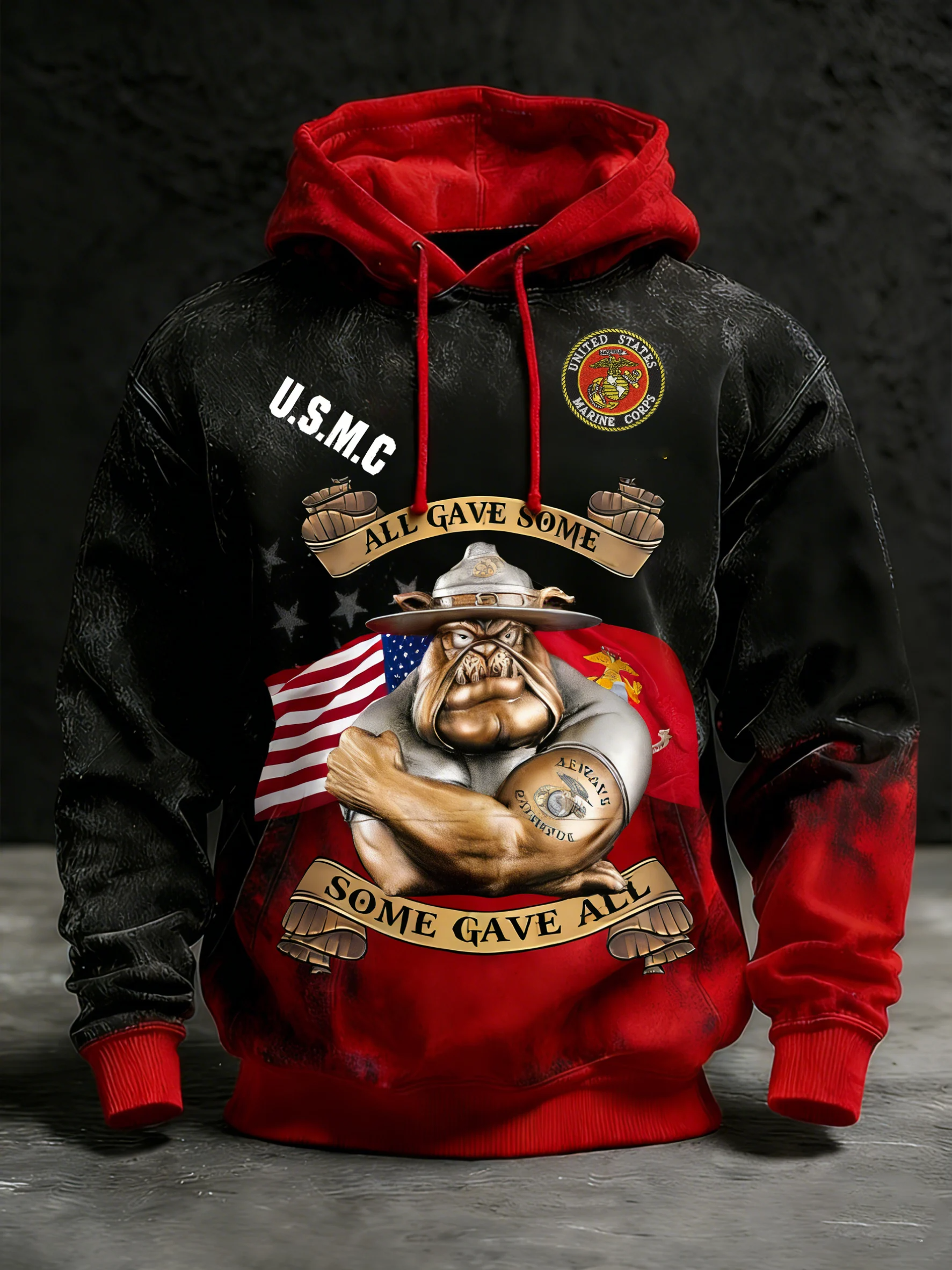 Men's American 250th Anniversary USMC Hoodie, Hooded Jumper 4th Of July Gift