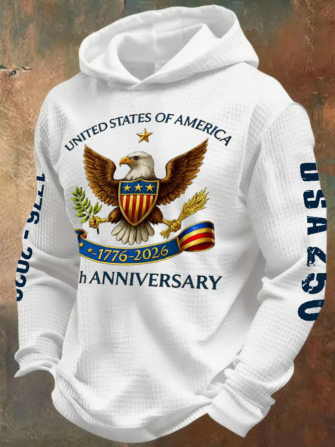 American 250th Anniversary Hoodie, Patriotic Eagle Flag Pullover, Hooded Jumper 4th Of July Gift