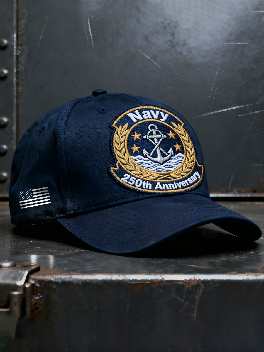 Navy American Flag Print Patriotic Hat, United States Of America 1776-2026 250th Anniversary Classic Cap