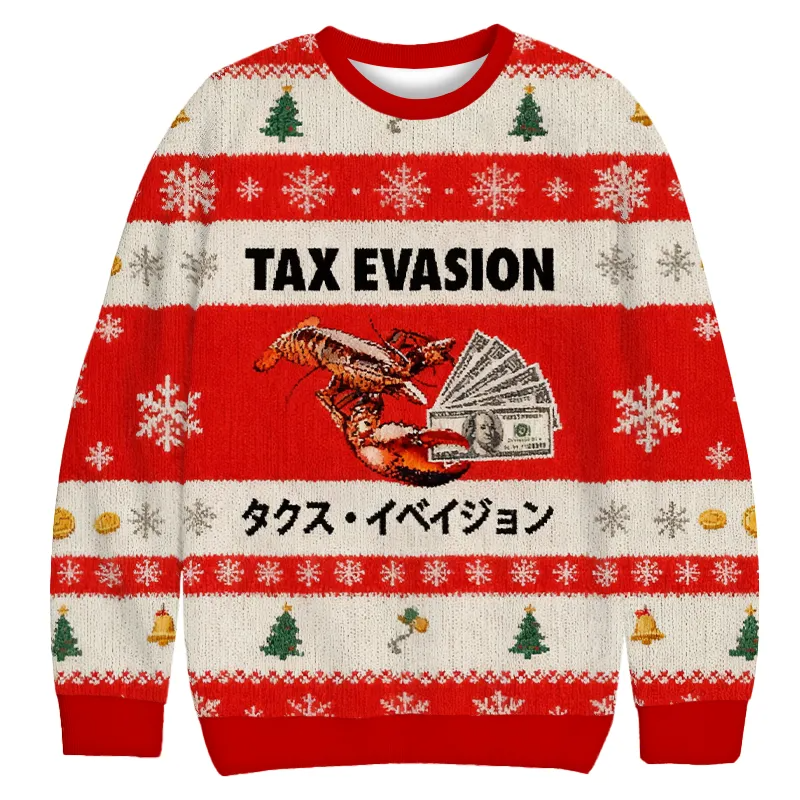 Red Tax Evasion Ugly Sweater, Funny Ugly Christmas Sweater, Christmas Ugly Sweatshirt