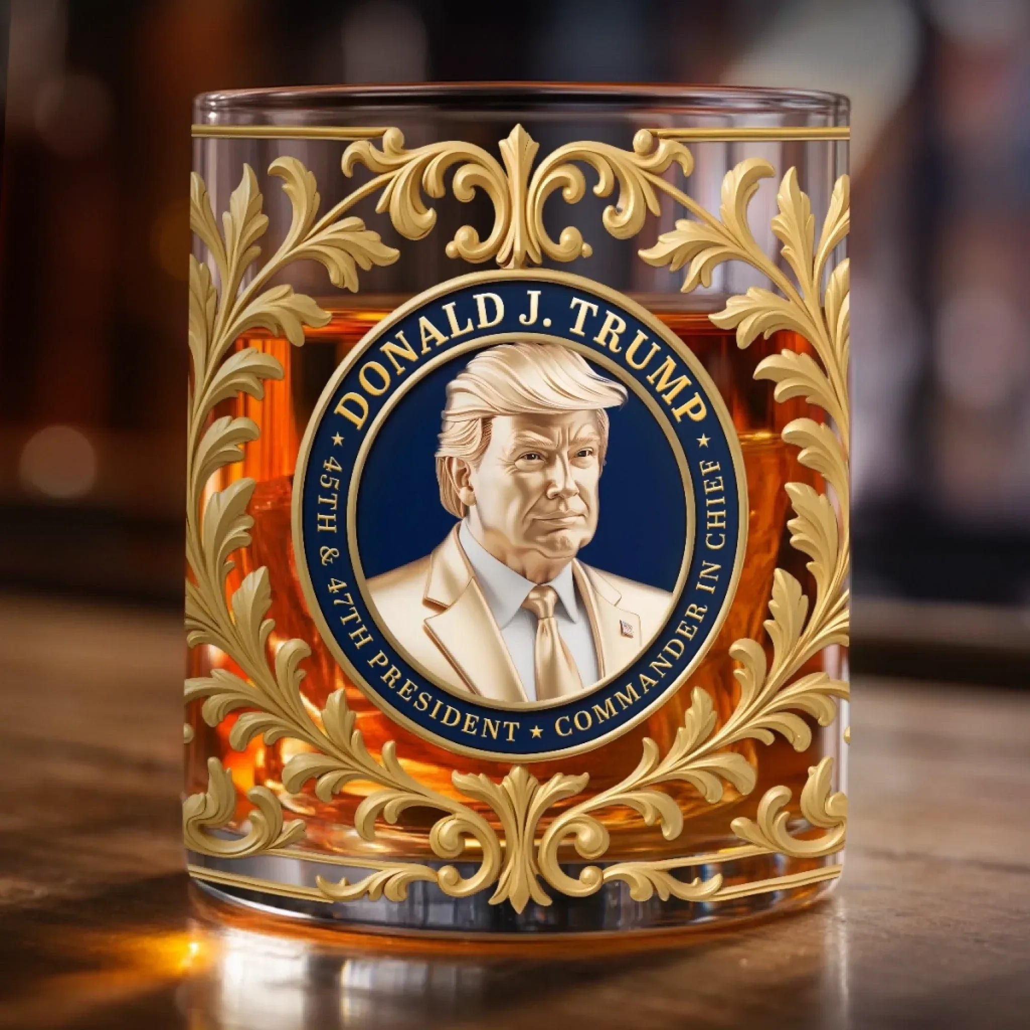 MAGA Trump 11oz Whiskey Glass - 47th President Gifts Luxury Whiskey Glass