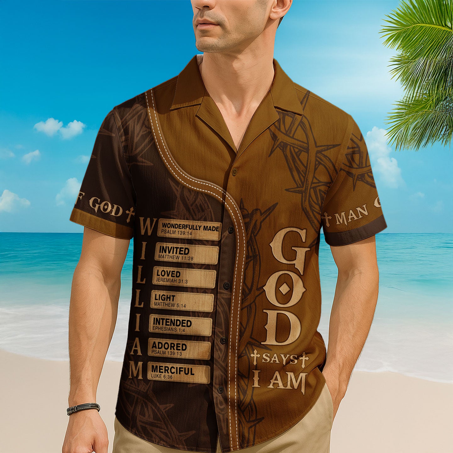 Man Of God Hawaiian Shirt And Shorts Set, Christian Shirts, Christian Gifts For Men
