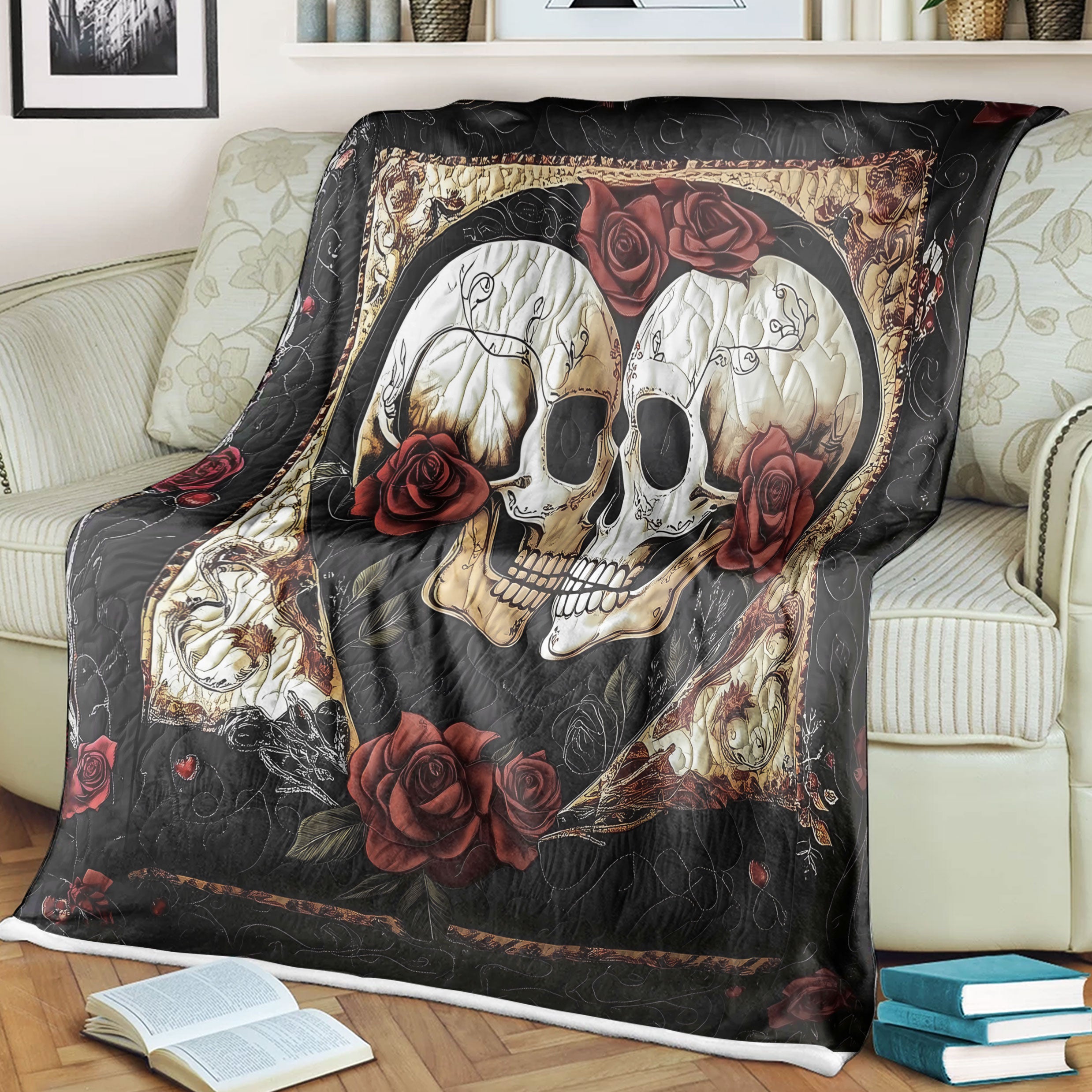 Eternal Love Love Skull Couple Fleece Blanket, Couple Blanket, Gift For Couple