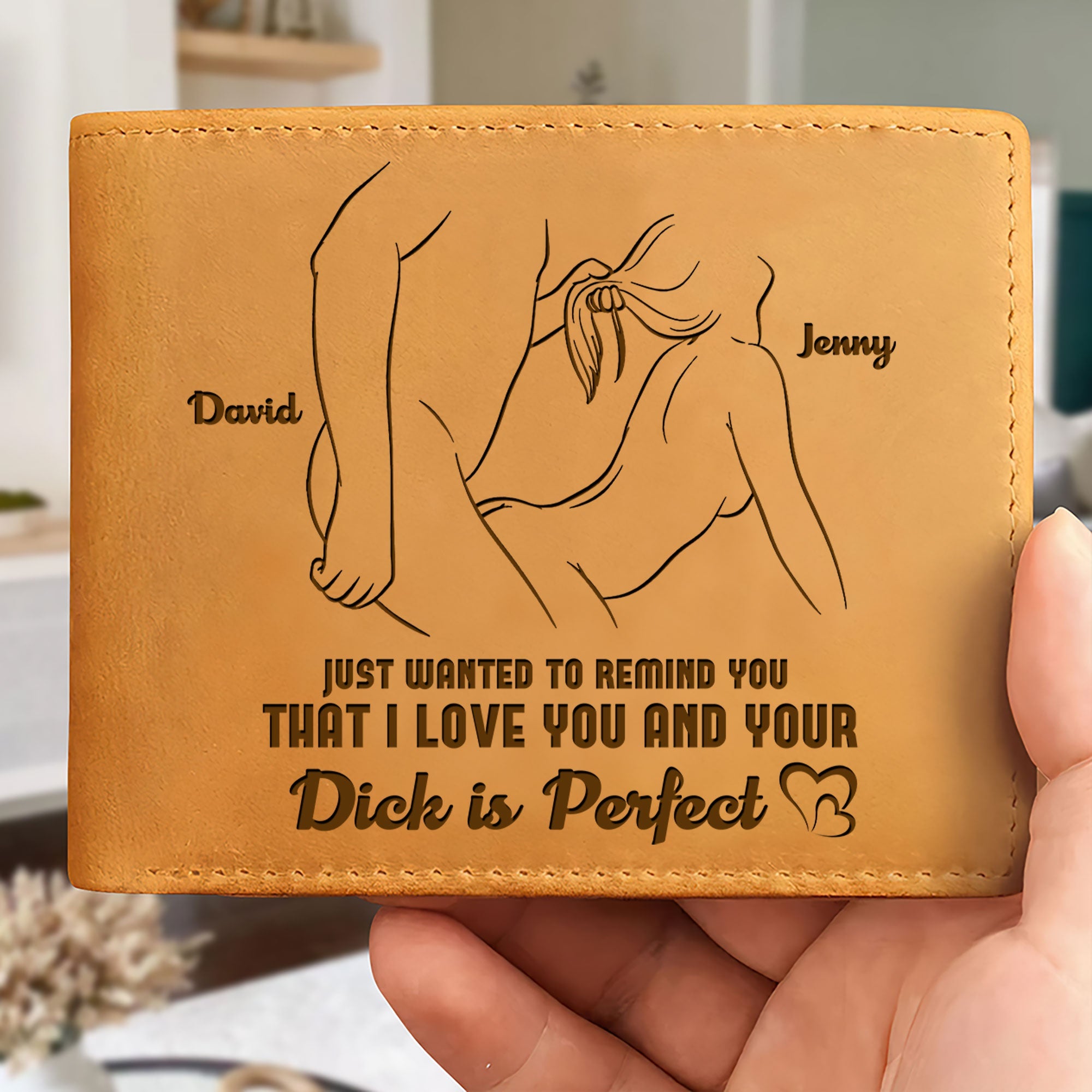 Personalized Funny Mens Leather Wallet, Leather Bifold Wallets, Valentine Couple Gift