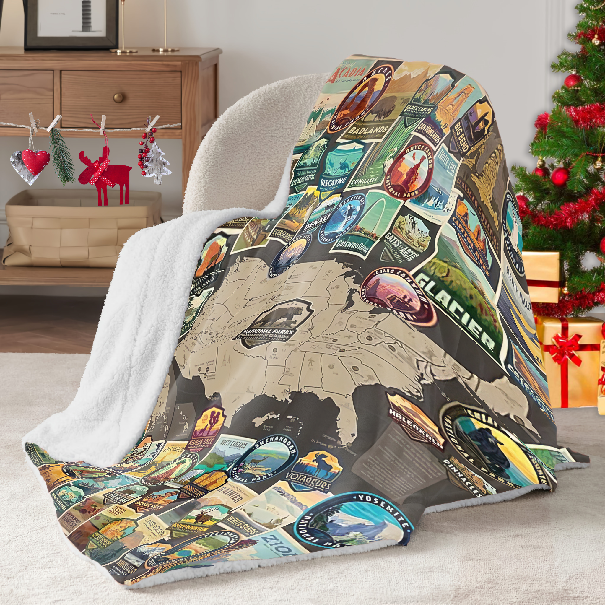 National Sherpa Blanket, Gifts For National Park Lovers, Outdoor Blanket