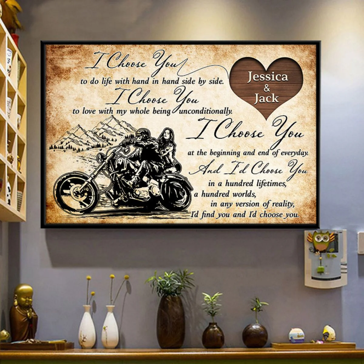 I Choose You Motorcycle Couple Canvas, Couple Canvas Wall Art, Gift For Biker, Couple Valentine Gifts, Personalized Gift For Couple