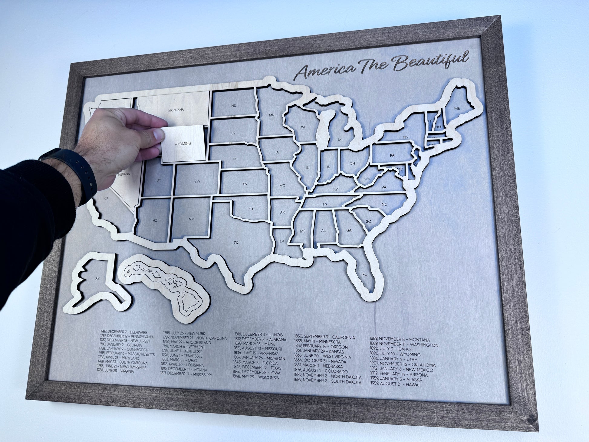 Personalized United States Travel Map, Wooden Map Tracker, Gift For Travelers