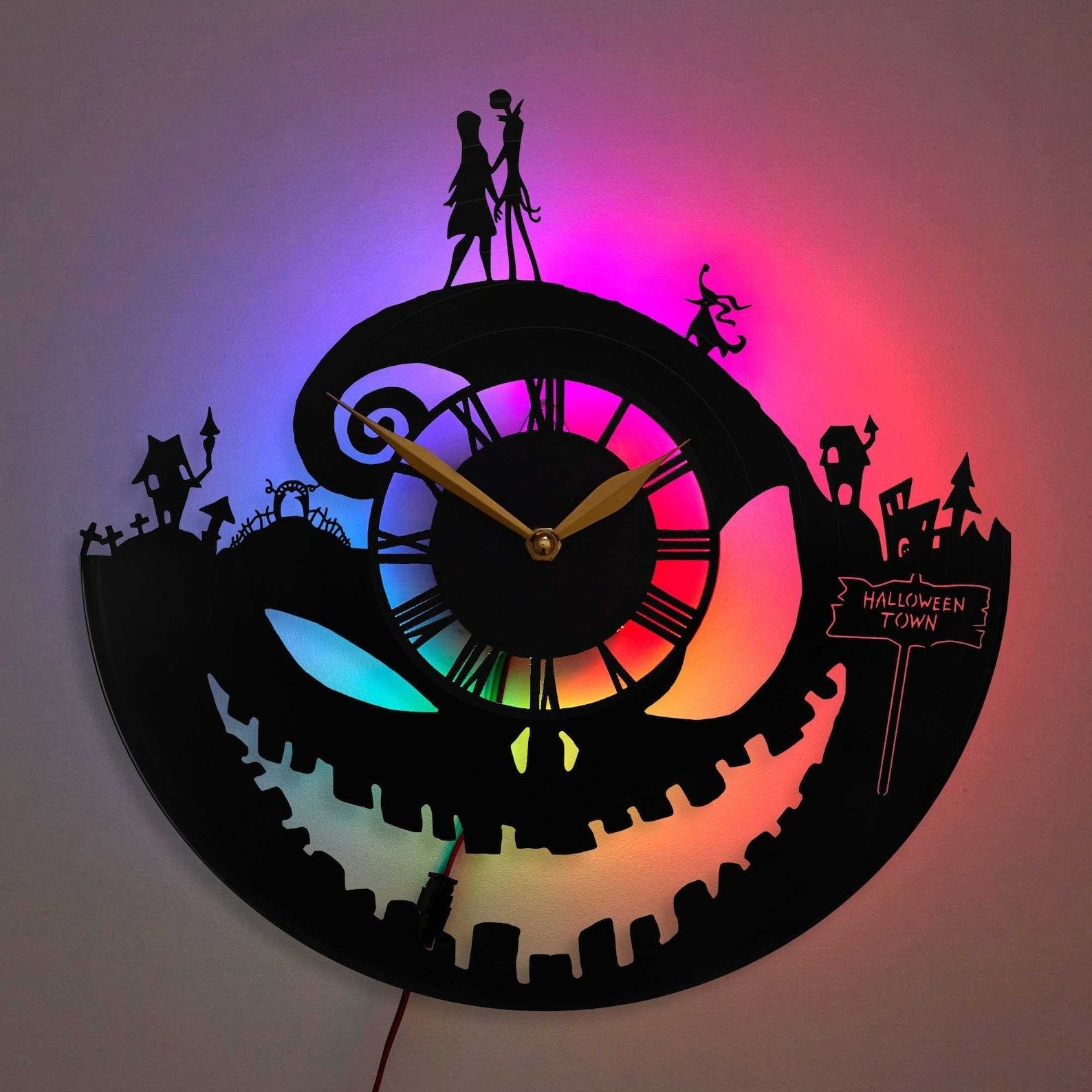 Nightmare Before Christmas Clock Vinyl Record Clocks, Halloween Decor