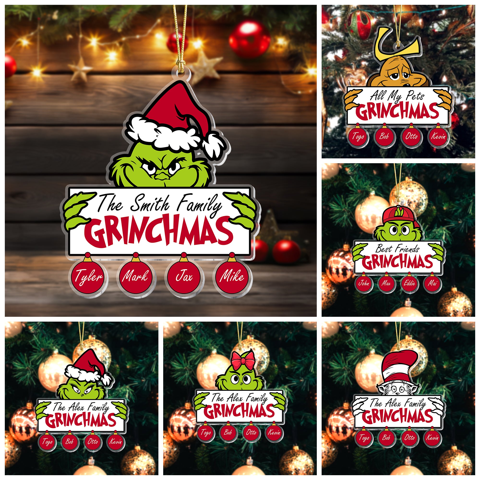 Personalized Grinch Ornament, Xmas Gifts For Family, Gift For Family