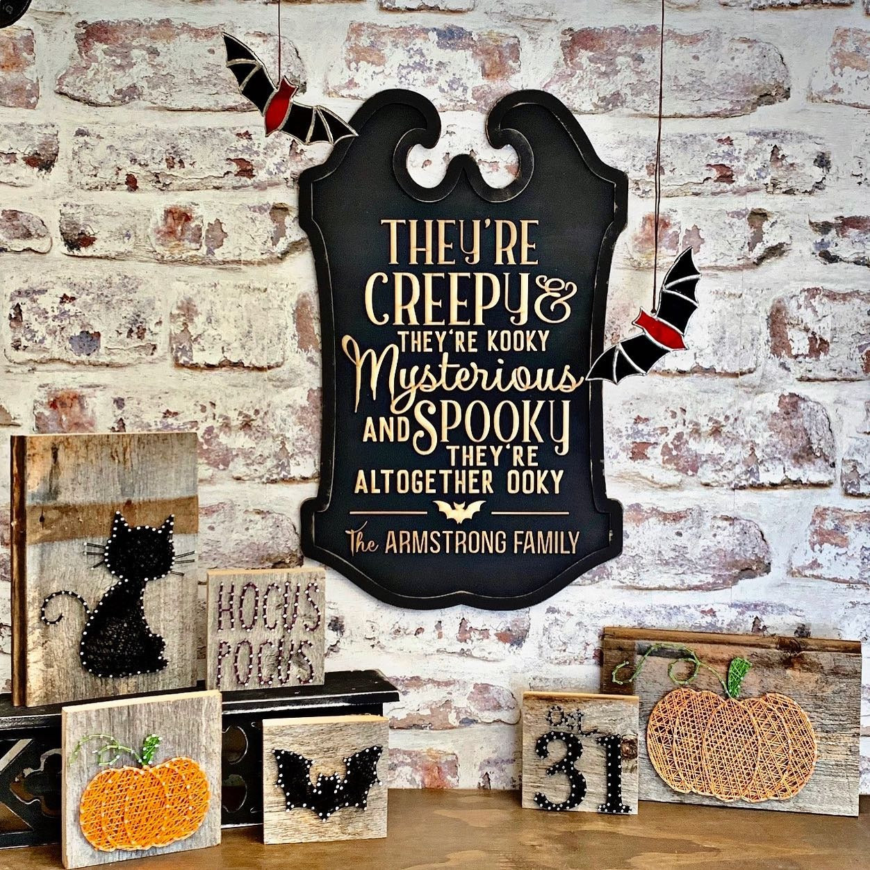 The Addams Family Inspired Personalised Halloween Plaque, Spooky Halloween Decor