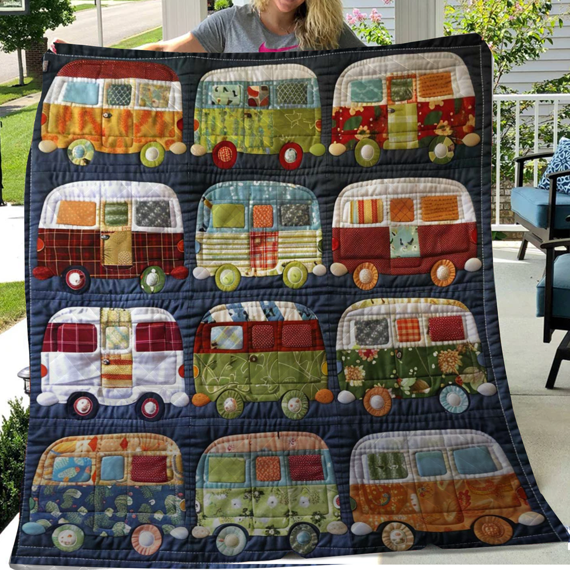 Cute Campervan Blanket, Gift For Travelers, Outdoor Gifts, Bedroom Decor