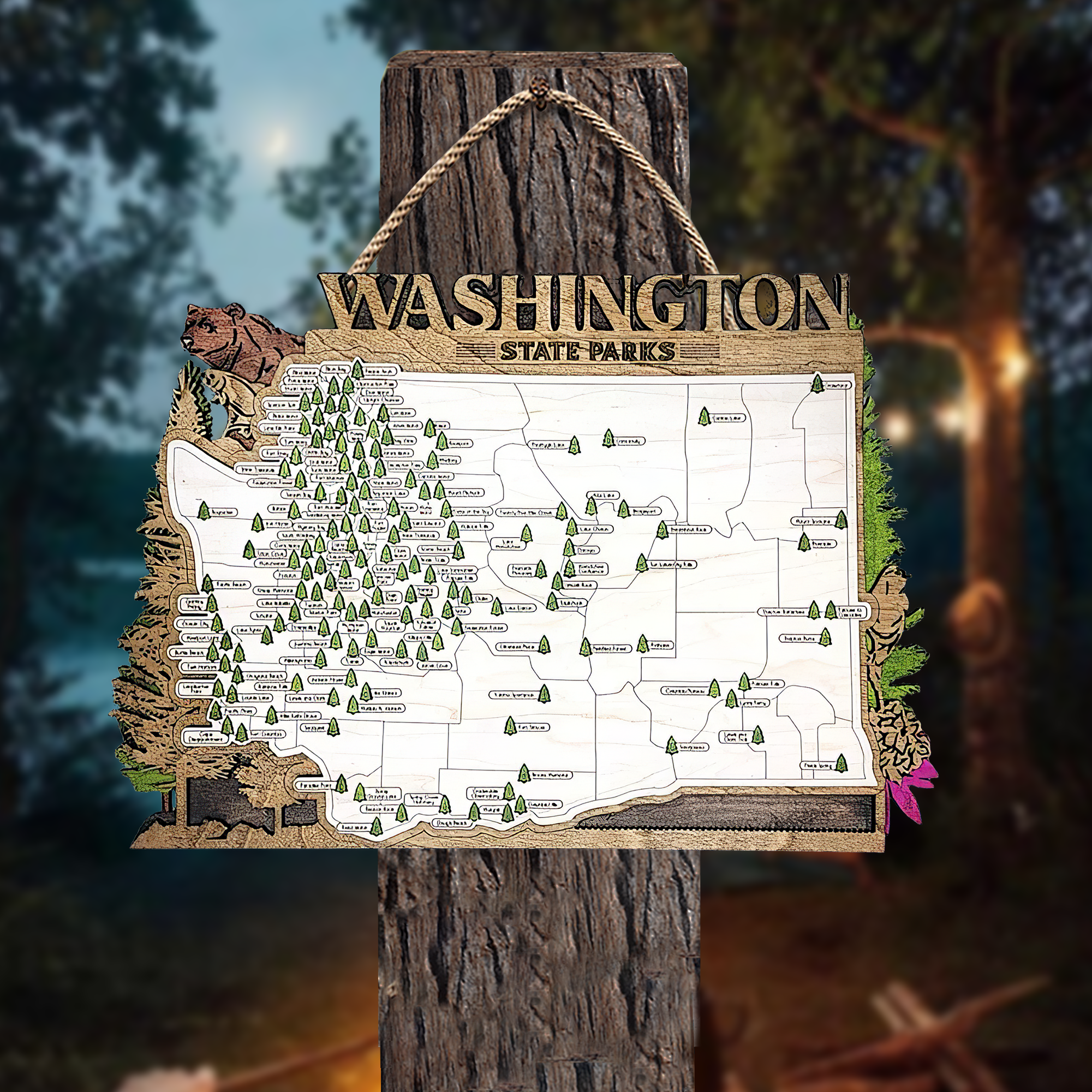 The Washington State Park Map, Personalized Travel Map, Gift For Travelers