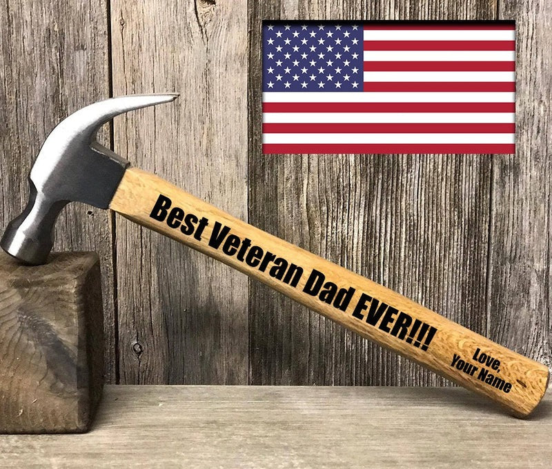 Best Veteran Dad Ever Personalized Engraved Hamme, Father's Day Gifts