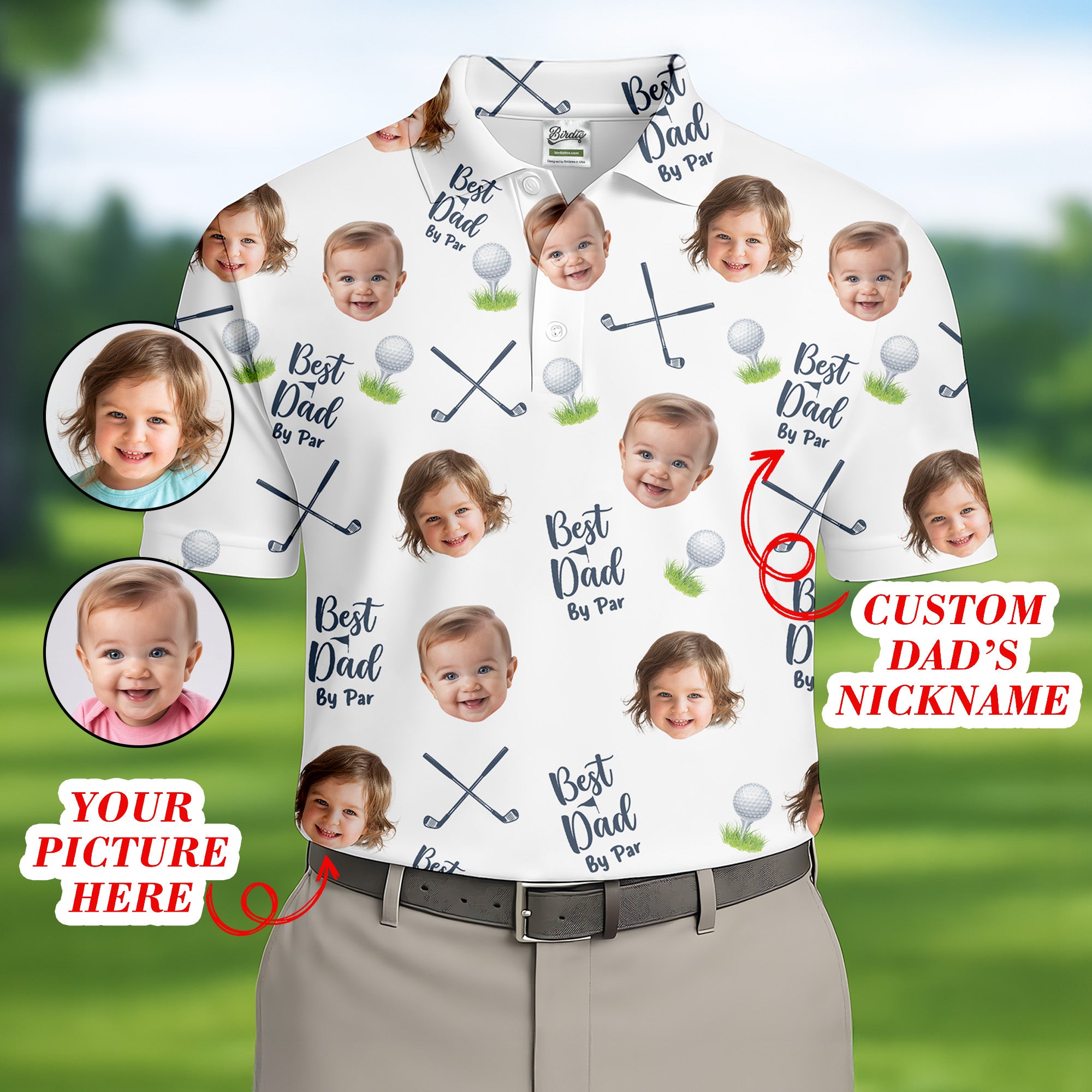 Best Dad By Par Custom Men's Golf Polo Shirt, Golf Presents For Dad