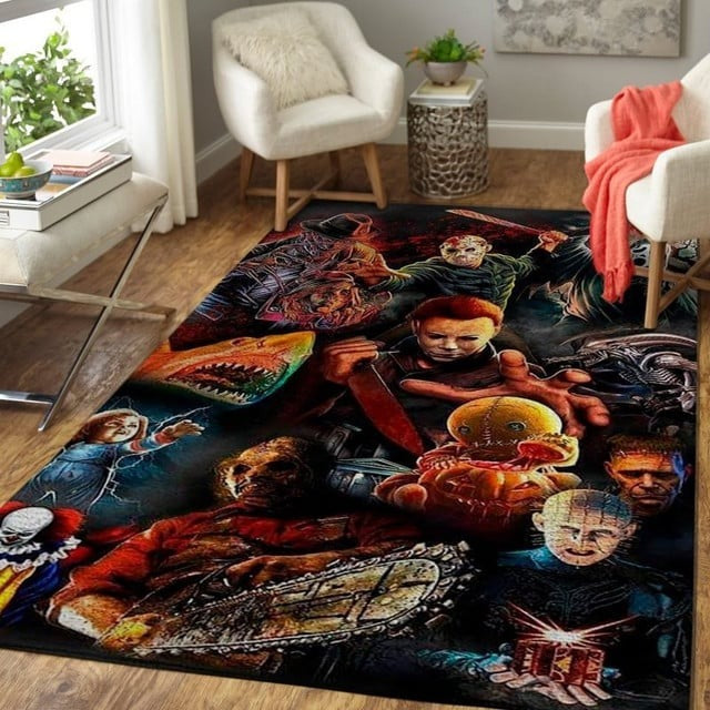 Vintage Halloween Movies Area Rug Carpet, Halloween Room Decor