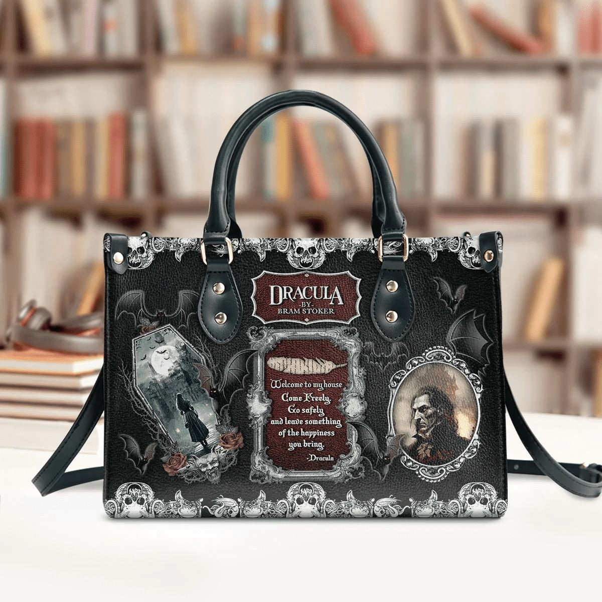 Halloween Dracula Honor the Legacy Leather Handbag