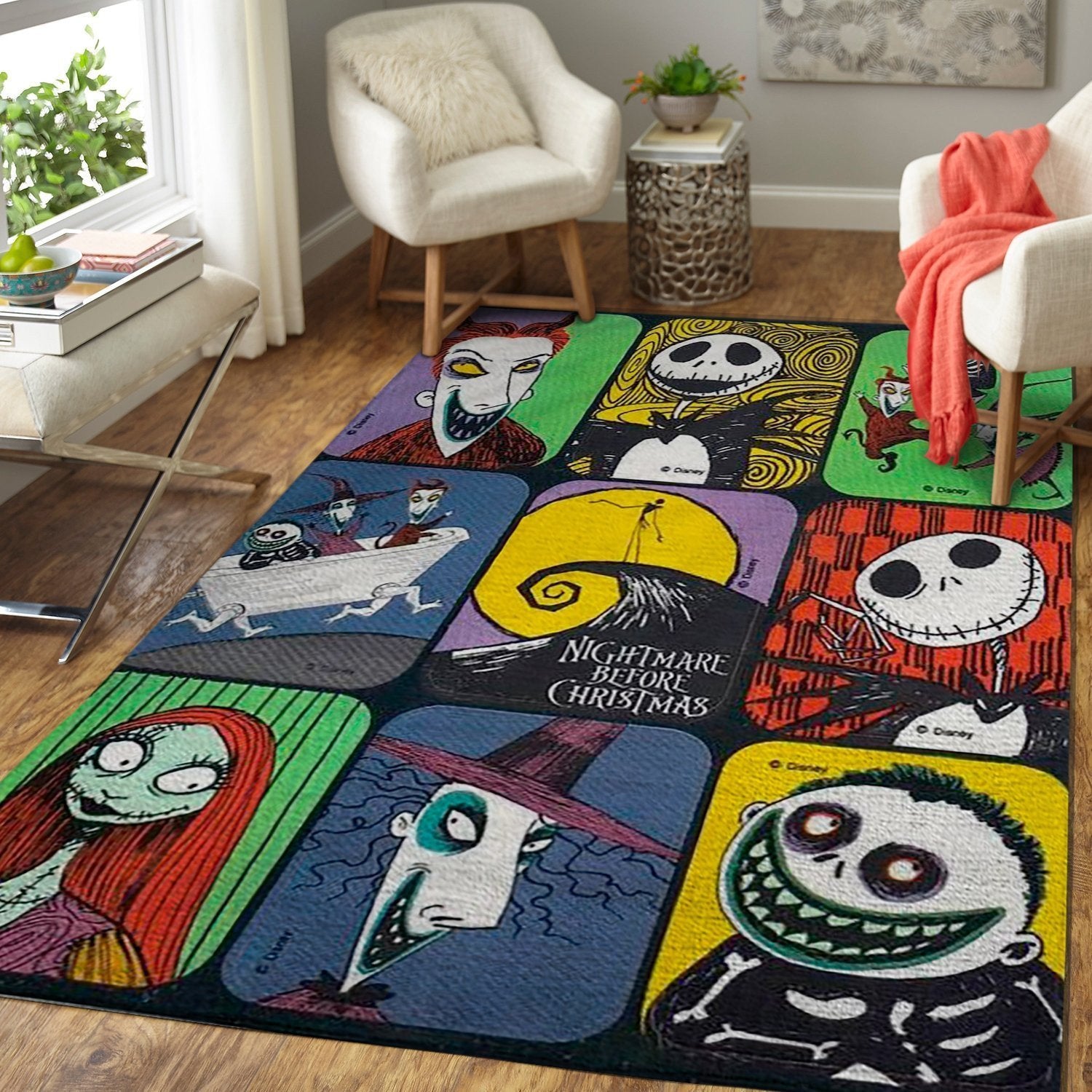 Nightmare Before Christmas Area Rug Carpet, Halloween Decor