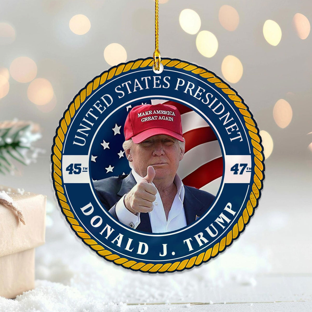 United States President Trumpwon Funny Acrylic Christmas Ornament, 47th President Ornament