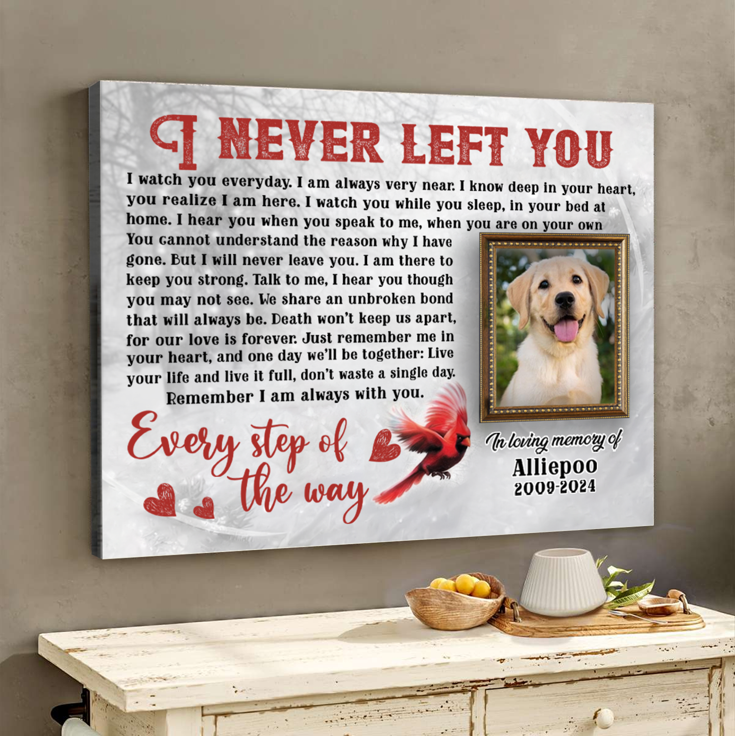 I Never Left You Custom Memorial Canvas Prints Wall Art, Gifts For Loss Of Dog