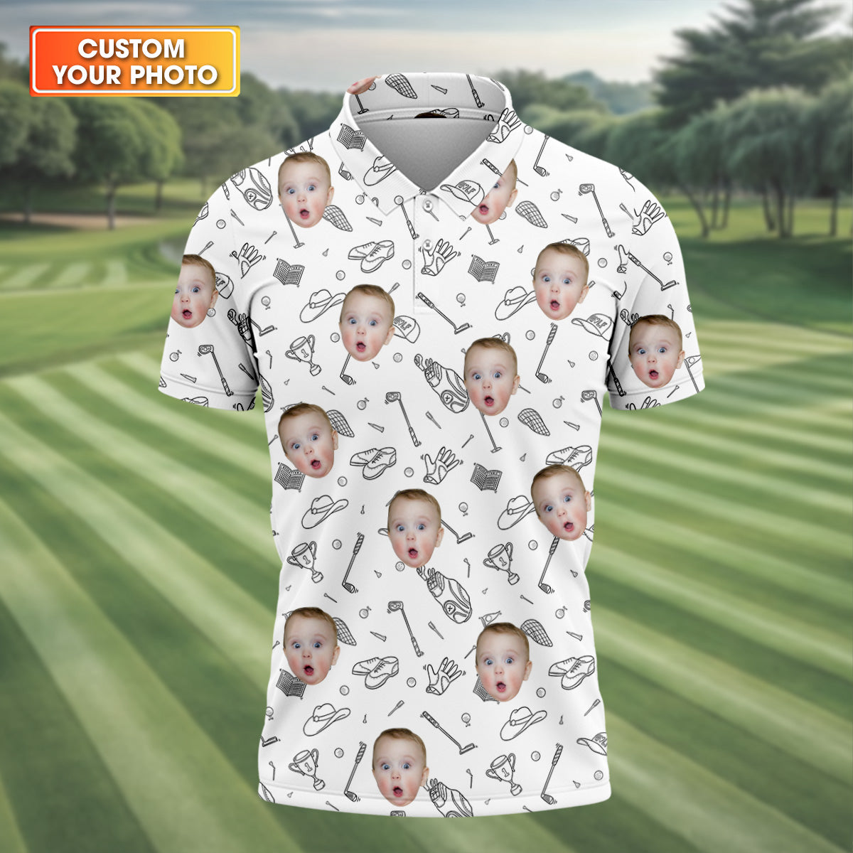 Custom Face Golf Shirt, Funny Golf Shirt, Fathers Day Gift