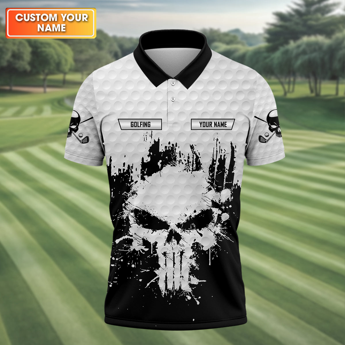 Golf Saved Me From Being A Porn Star Now I'm Just A Swinger Custom White Skull Golf Polo Shirt, Dad Golf Gift
