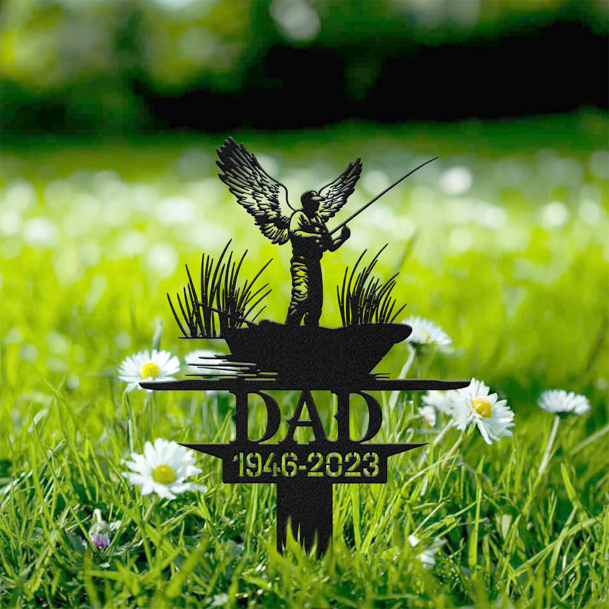 Dad Fishing Memorial Garden Stake, Cut Metal Sign, Memorial Garden Stake, Custom Metal Sign