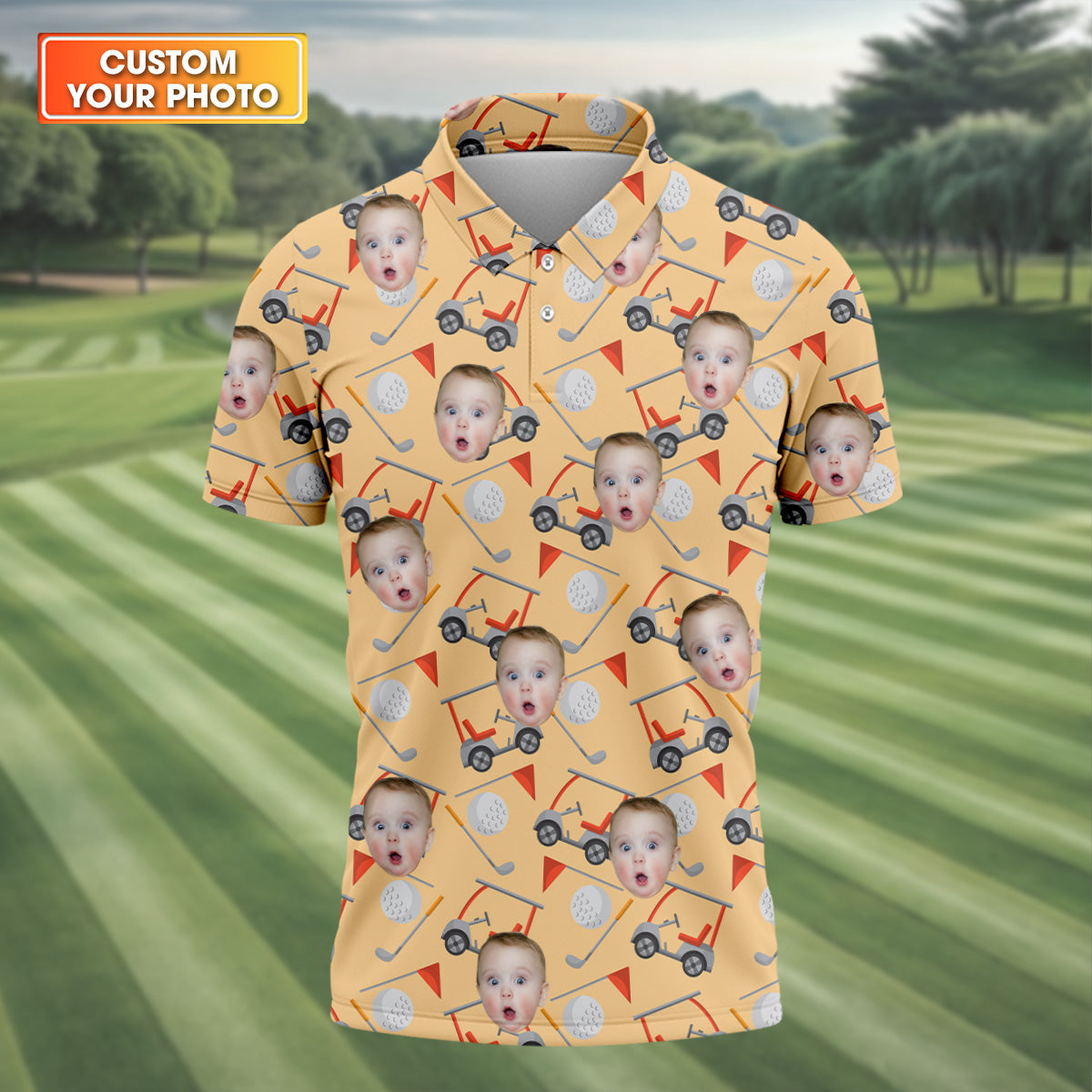 Custom Photo Golf Shirt, Funny Golf Polo Shirt, Dad Golf Gift