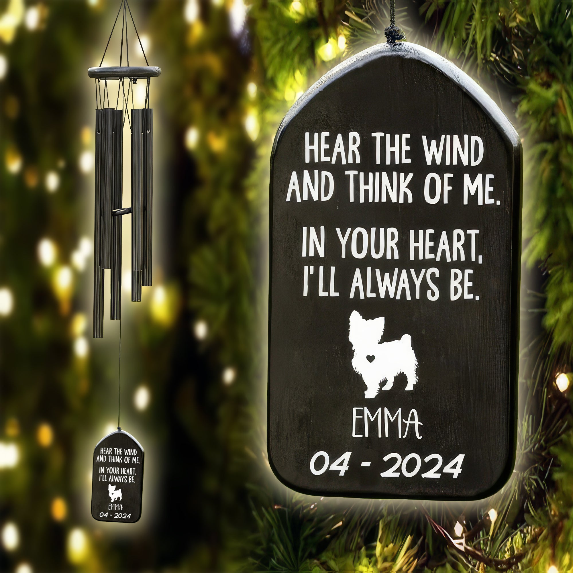 Hear The Wind And Think Of Me Personalized Memorial Wind Chimes, Sympathy Gift