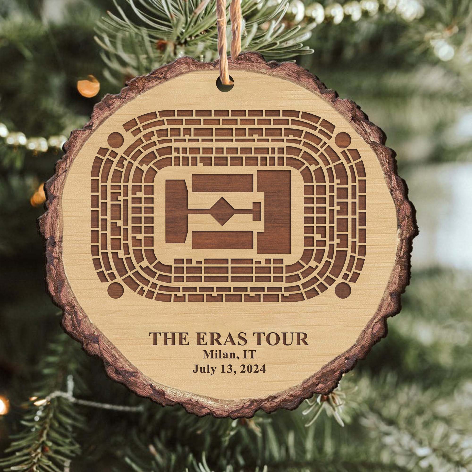 The Eras Tour Milan Stadium Ornament, Personalized Christmas Wood Ornament, Gift For Swifties