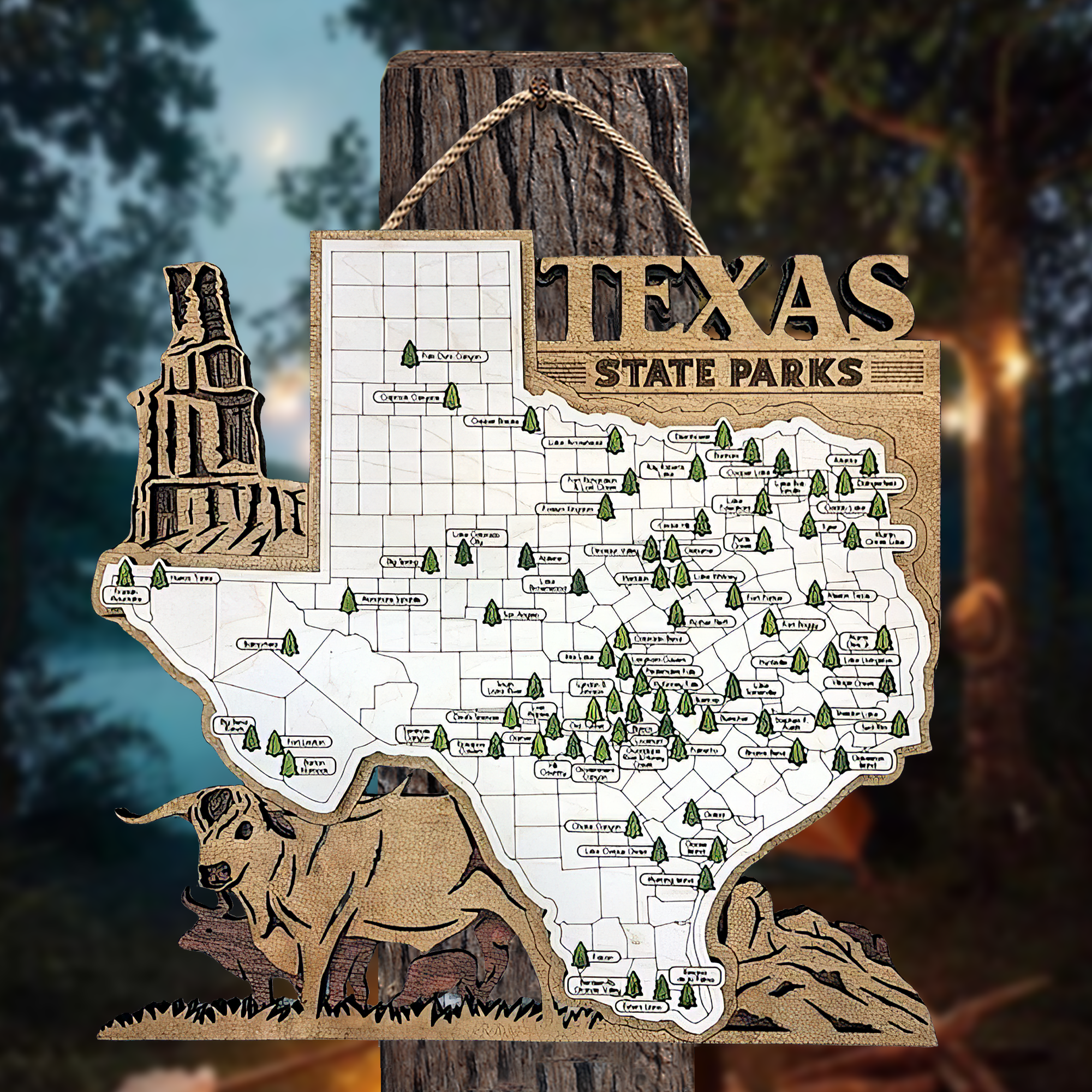 Texas State Park Map, Personalized Travel Map, Gift For Travelers