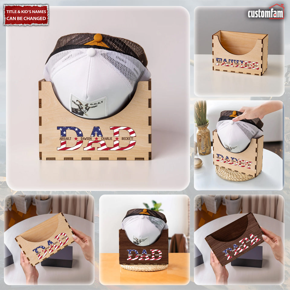 Hat Holder, Wood Hat Box, Grandpa Gift, Baseball Cap Organizer, Gift for Dad