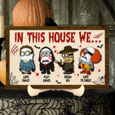 In This House We  2 Layered Horror Halloween Wood Sign, Horror Movie Gifts