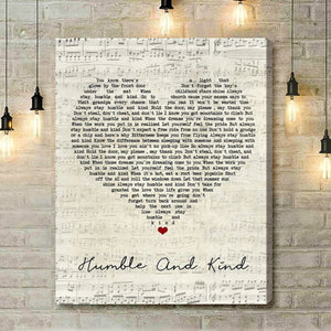 Humble And Kind Poster - Tim McGraw Script Heart Song Lyric Music Wrapped Canvas 1