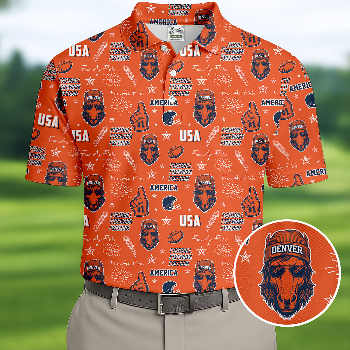 White Horse's Head Orange And Navy Sport Polo, American Football League Gift Ideas For Football Fans