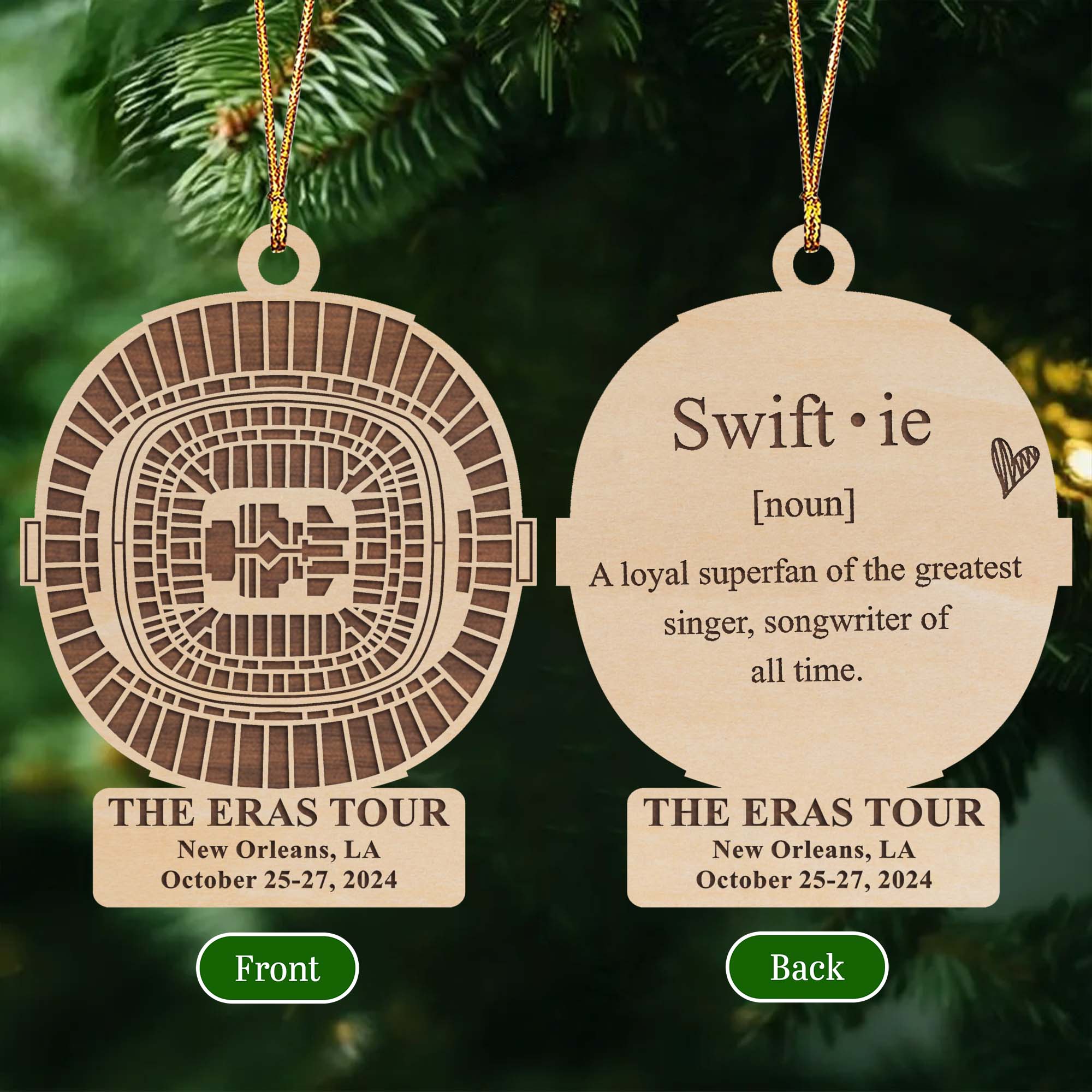 The Eras Tour New Orleans Stadium Personalized Christmas Ornament, Swiftie Ornament