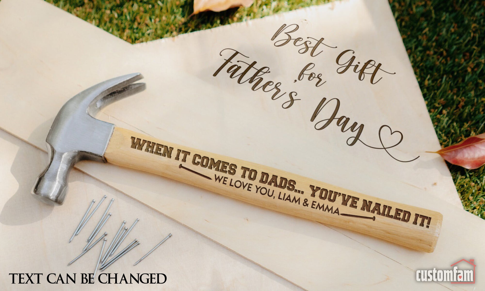 Fathers Day Gift for Dad from Kids, Personalized Engraved Hammer