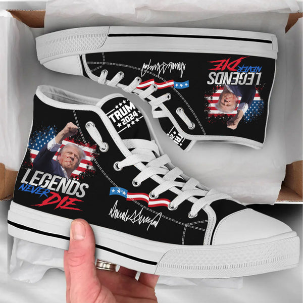 Legends Never Die, Trump2024 Unisex Shoes, Pennsylvania Rally, President Canvas Shoes 2024