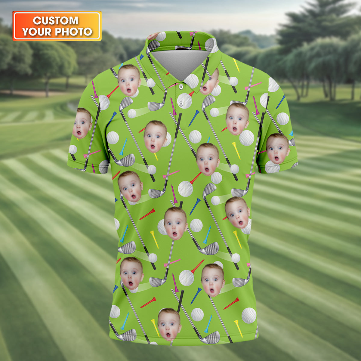 Custom Face Golf Shirt, Funny Golf Gifts, Gifts For Dad