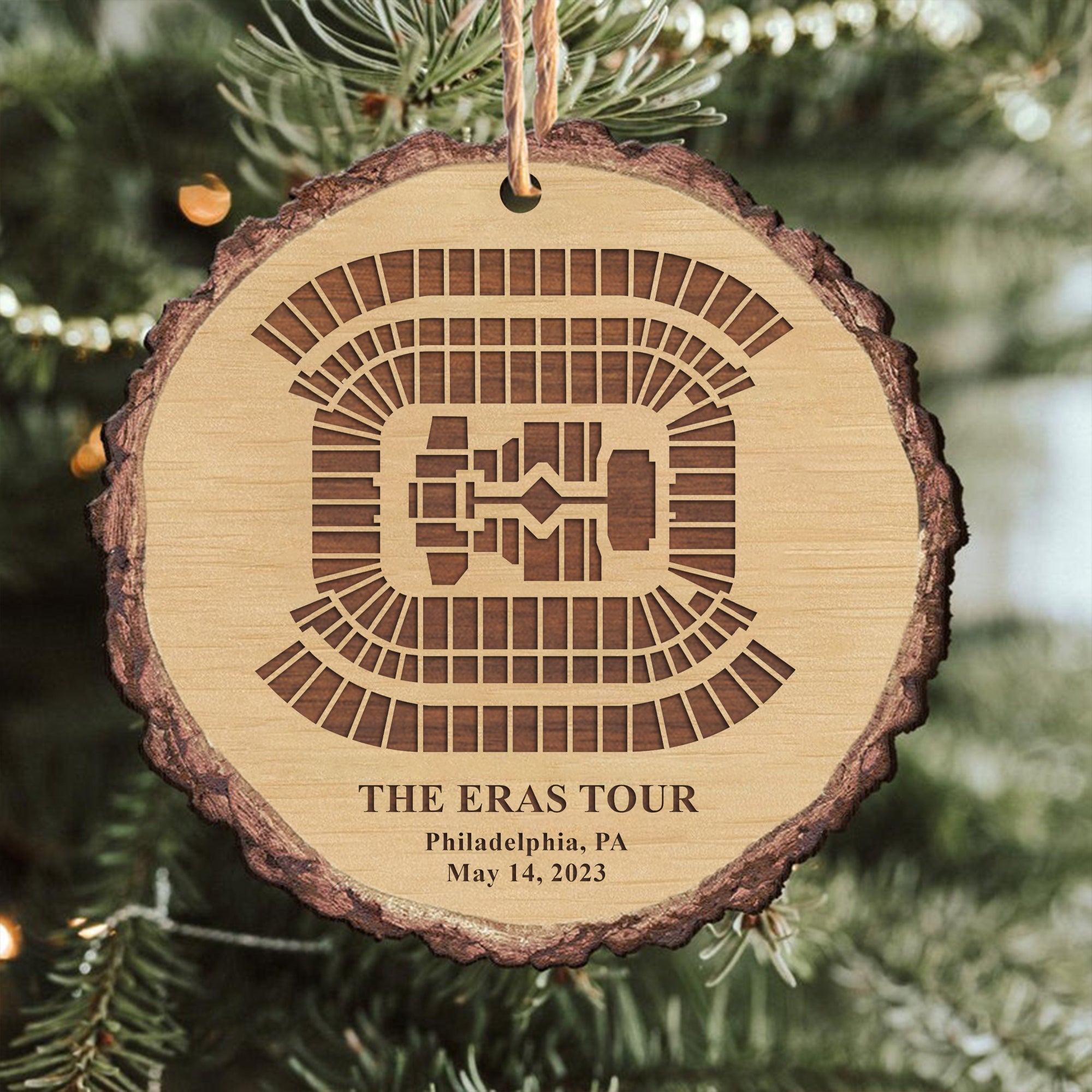 The Eras Tour Philadephia Stadium Personalized Christmas Wood Ornament, Gift For Swifties