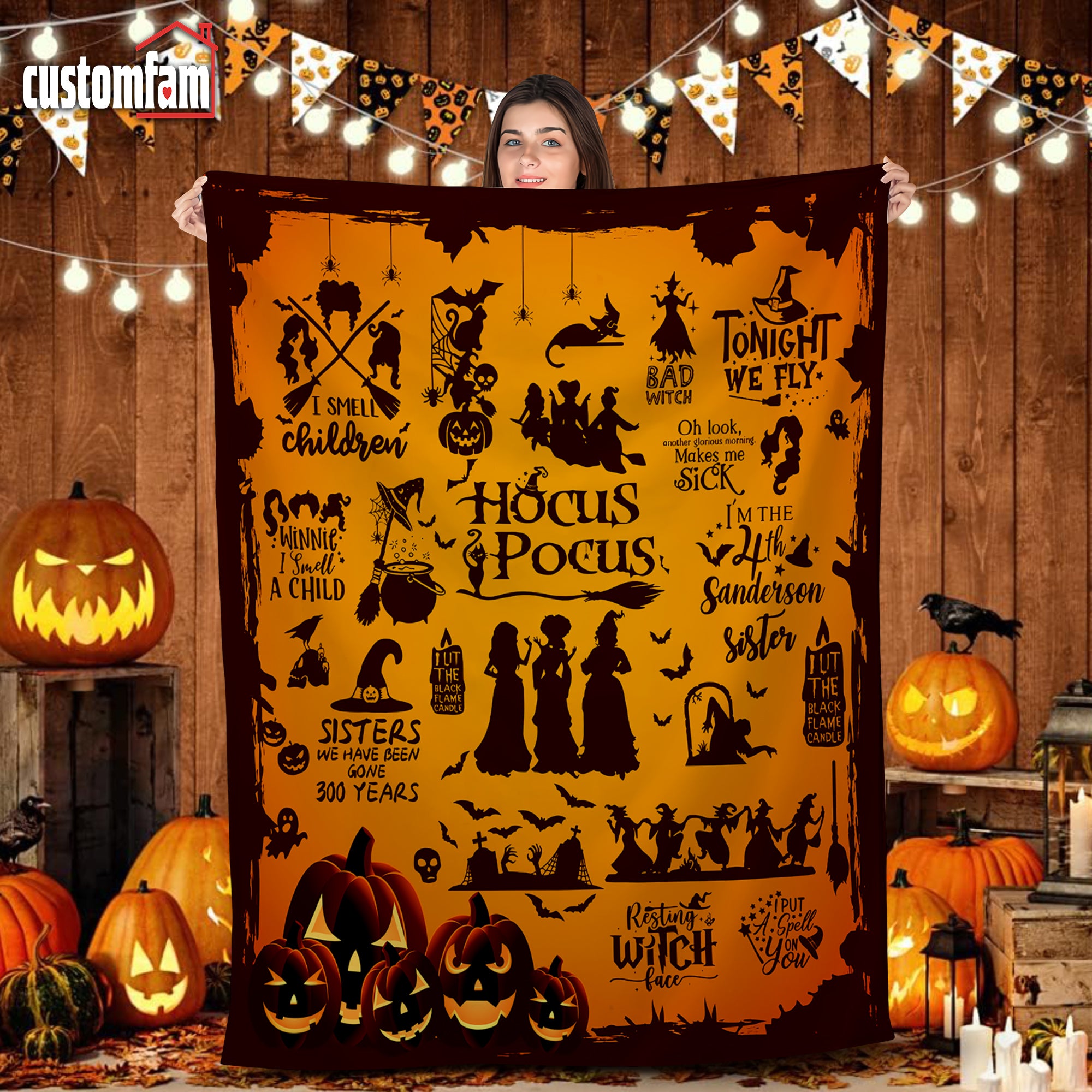 I Smell Children Fleece Throw Blanket, Horror Witches Blanket, Halloween Gift